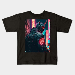 Samurai in cyberpunk style Kids T-Shirt